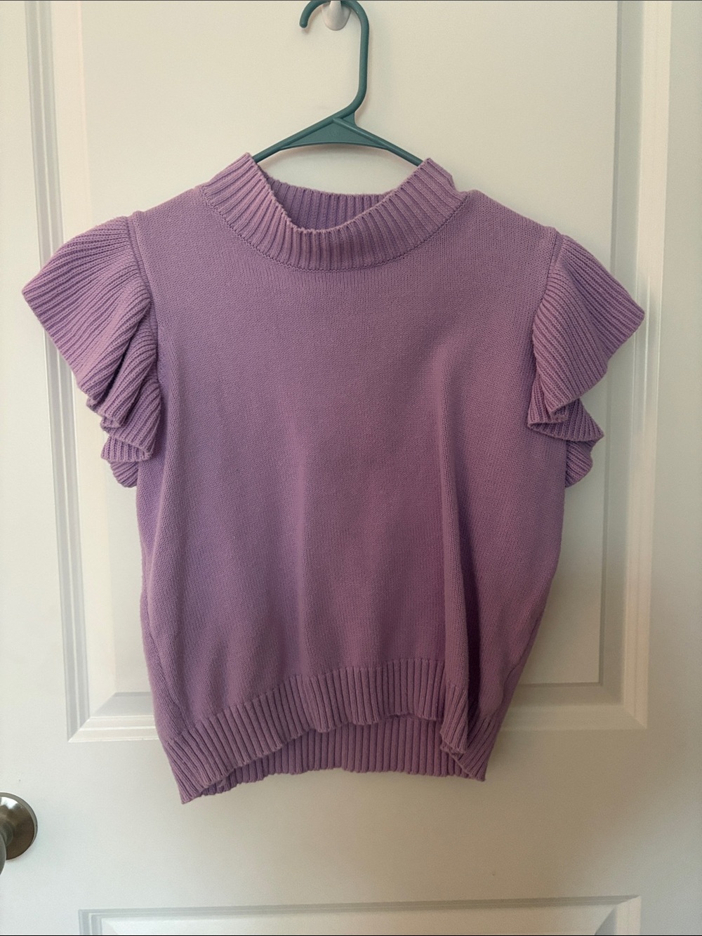 JODIFL Lilac Ruffle-Sleeve Knit Top
